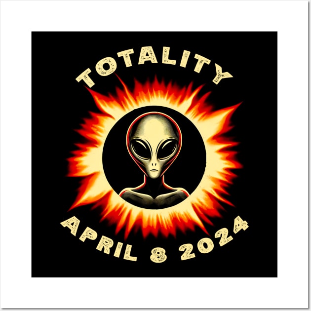 Totality 2024 Alien Encounter T-Shirt – Sci-Fi Eclipse Tee Wall Art by Klimek Prints